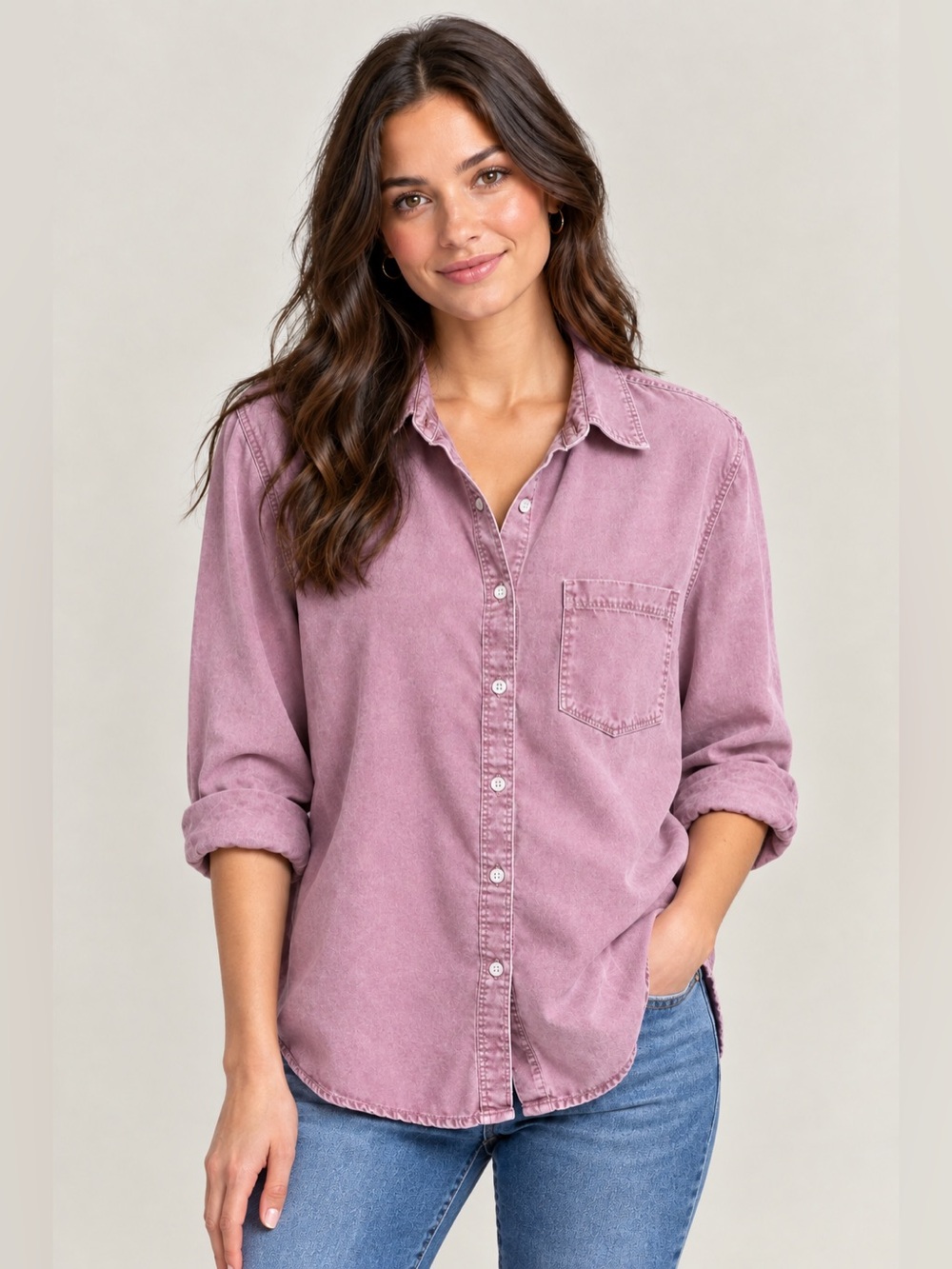 (3 for $30)  Boyfriend Fit Button-Down Shirt